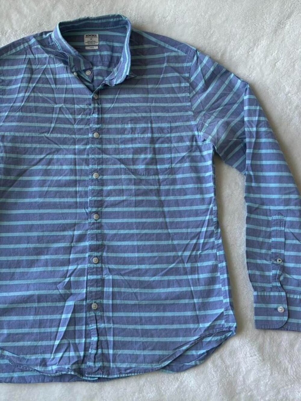 Bonobos Blue Striped Button-Up Shirt Men's Size Medium Casual Long Sleeve